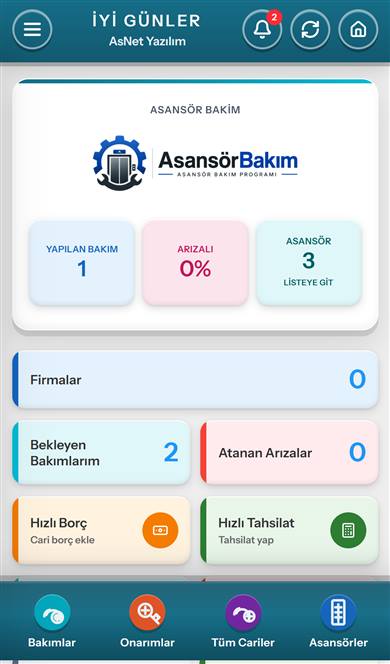 Asansör Bakım Programı mobil uygulama